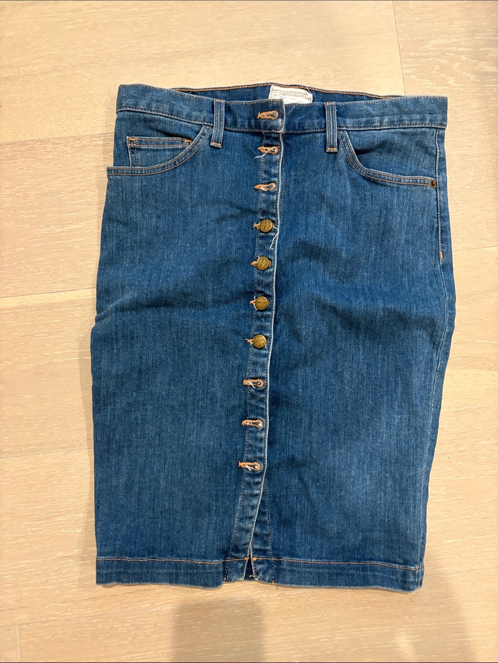 Current/Elliott Button-Front Denim Skirt - Blue